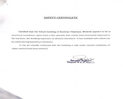BUILDING SAFETY CERTIFICATE